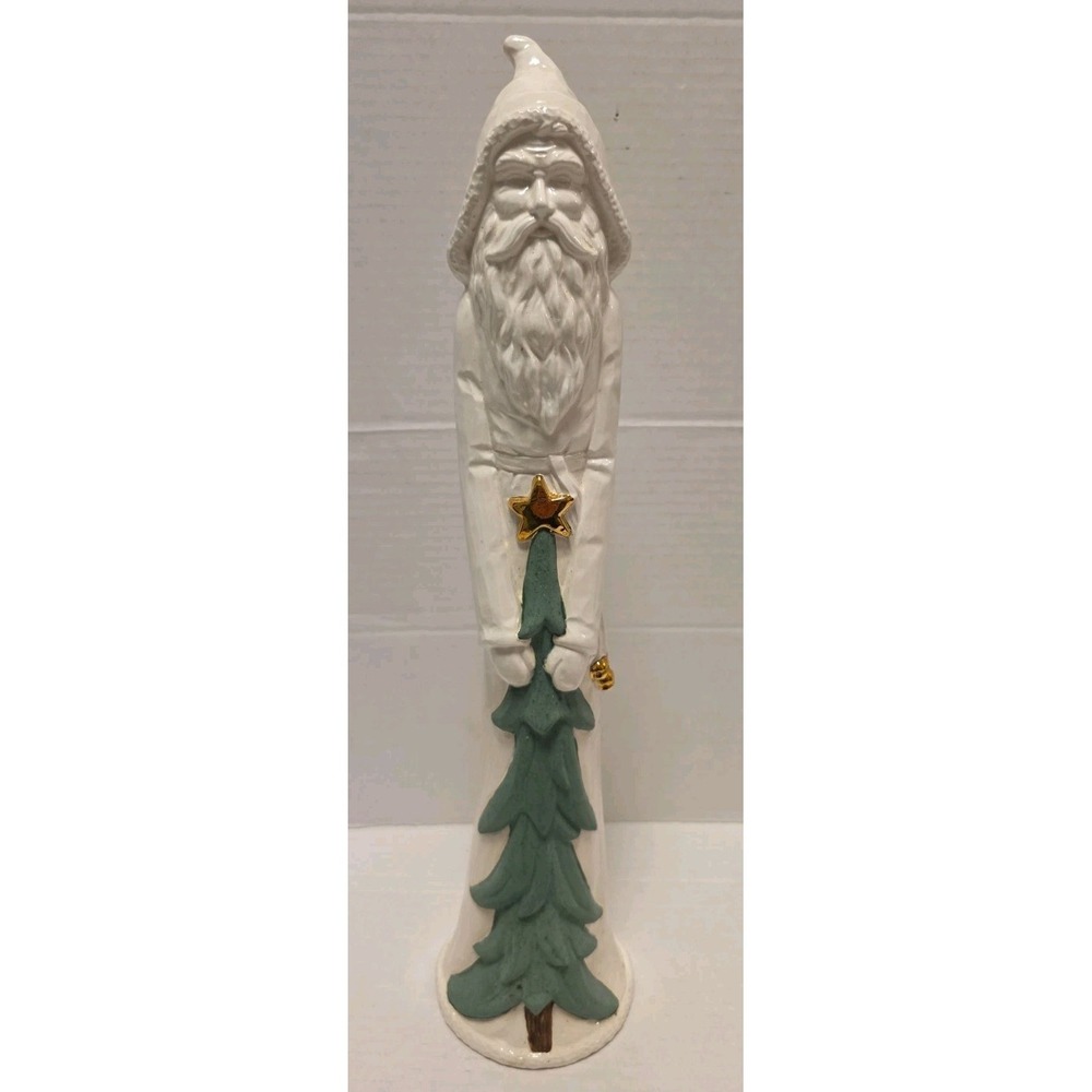 Vintage 1997 Joan Murray Designs White Ceramic Santa Figure Christmas Tree 18"